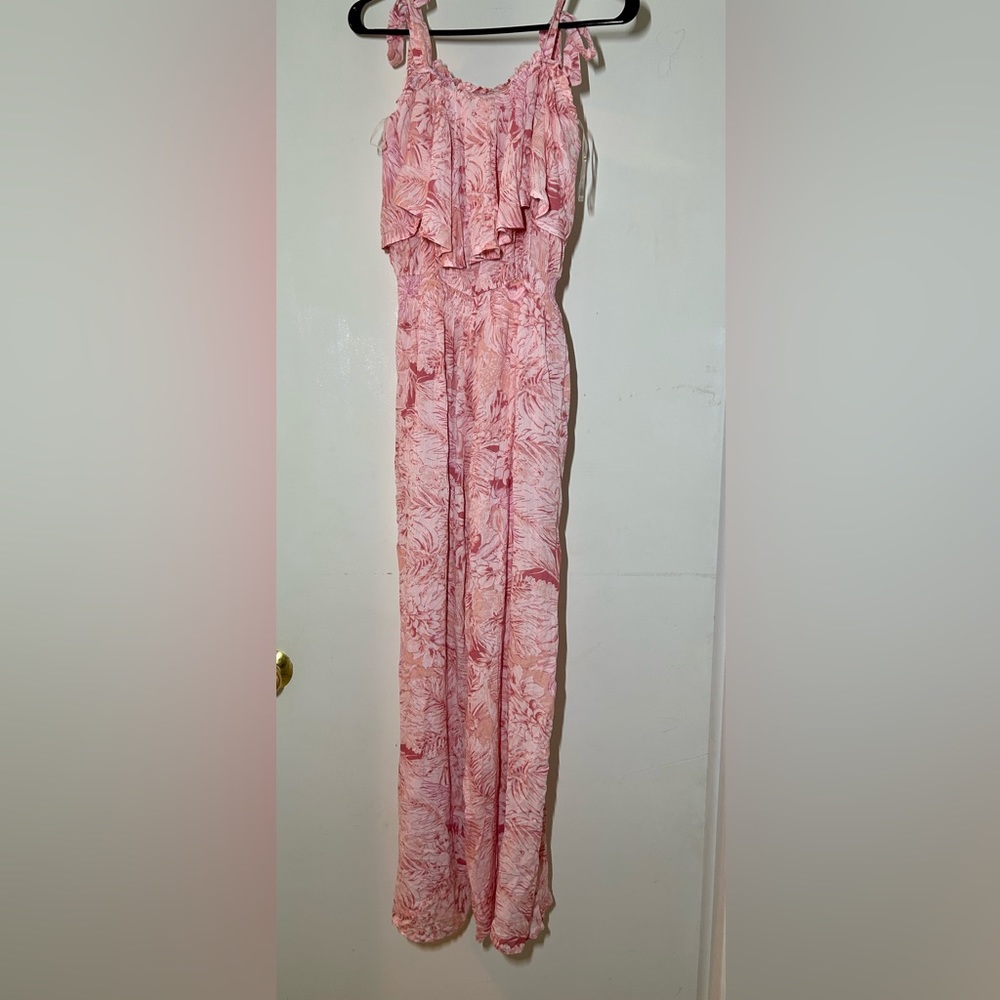 Kori America Womens Small Jumpsuit Sleeveless One Piece Straight Leg Floral